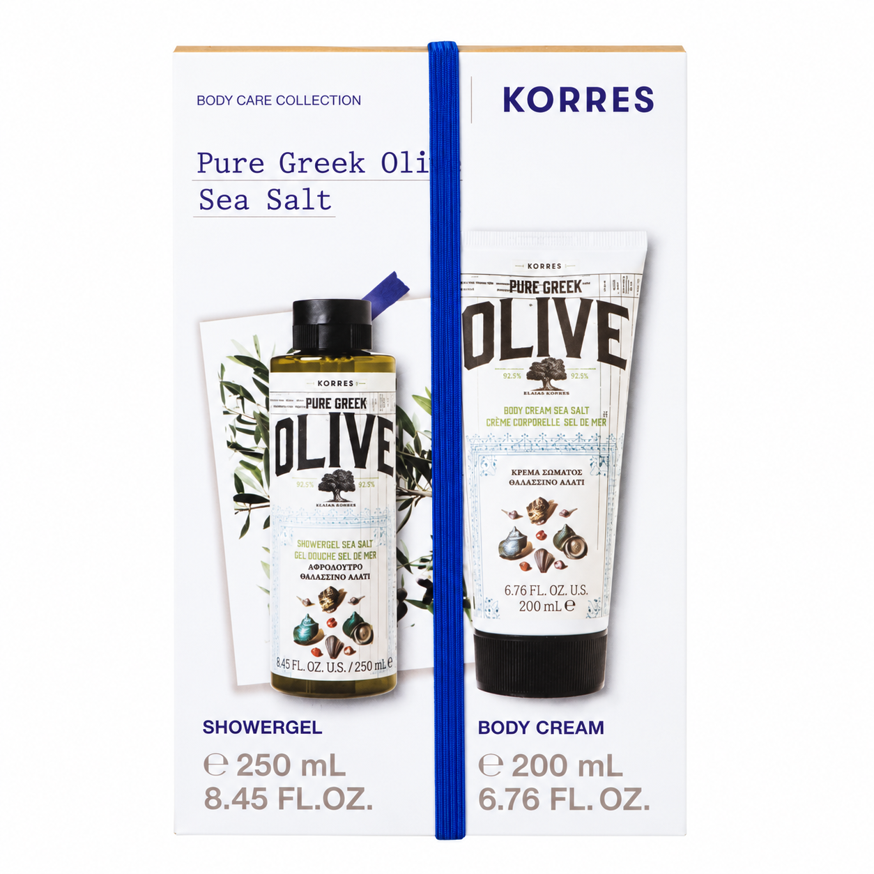 KORRES Pure Greek Olive Sea Salt Gift Set – Shower Gel 250ml + Body Cream 200ml